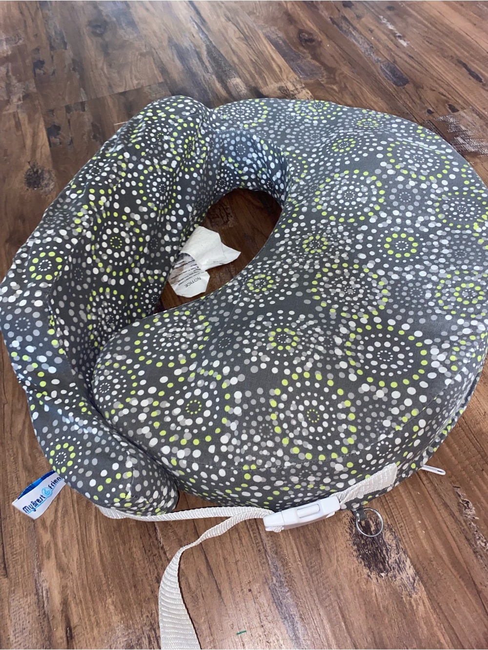 My Brest Friend Nursing Pillow in Gray and Lime Firework Pattern